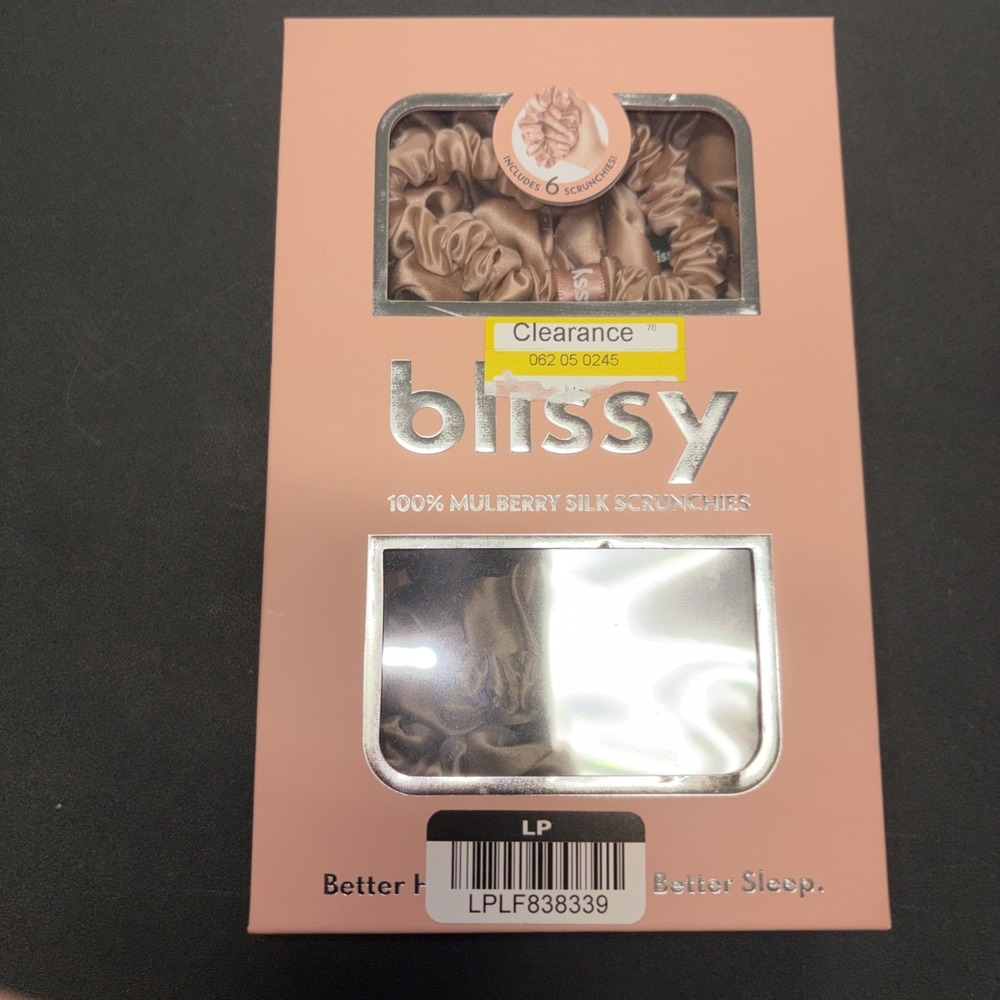Blissy Machine Washable Mulberry Silk 6 Piece Scrunchies BLACK, ROSE GOLD, TAUPE